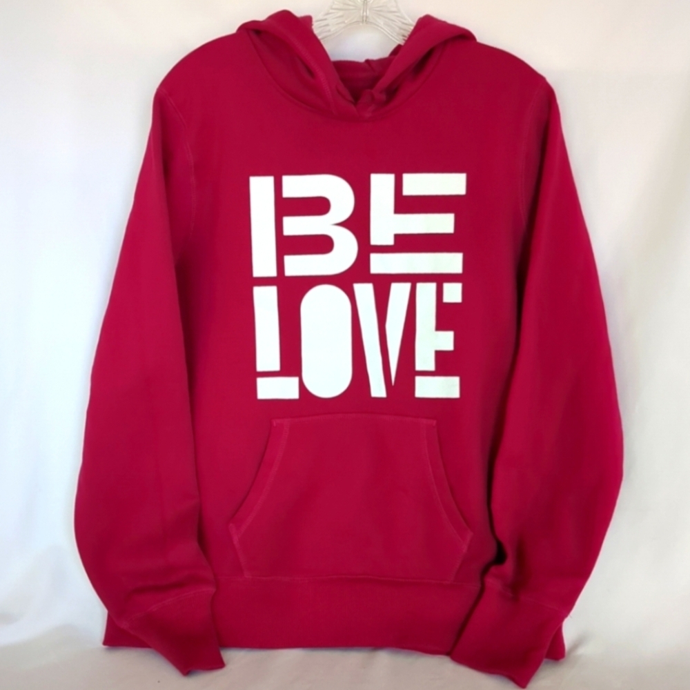 "Be Love" Fleece Hoodie - Dark Fuchsia L
